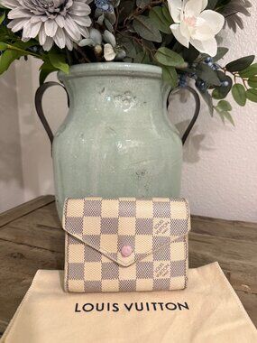 Louis Vuitton Damier Azur Pink Ballerine Victorine Trifold Compact Wallet